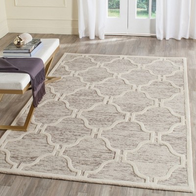 Handmade Geometric Tufted Wool Rug 4' x 6' Light Brown/Ivory