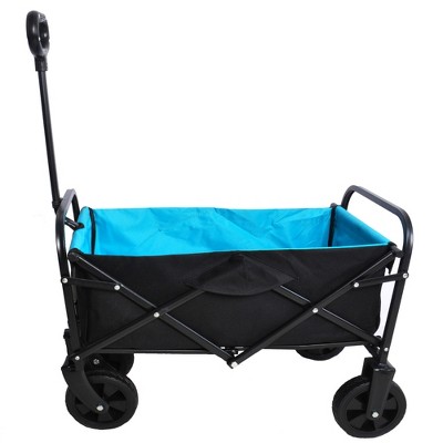 SKRAN Wagon Cart Outdoor,Foldable Wagon Cart,Capacity Heavy-Duty Steel Mesh Utility Cart,with Removable Sides,for Beach,Shopping