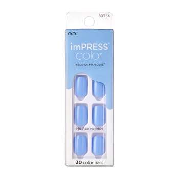 KISS imPRESS Color Press-On Fake Nails - Baby Why So Blue - 30ct