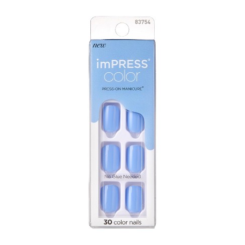 Kiss Impress Color Press-on Fake Nails - Baby Why So Blue - 30ct : Target