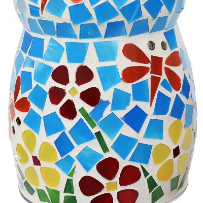 Spring Flowers Mosaic Glass Wind Chime Bell with Iron Hook