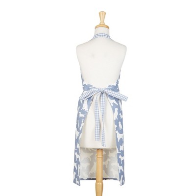 Stonewash Blue Dog Print Cotton Chef Apron with Pockets