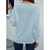 Women's Blouse V-Neck Top Long Sleeve Button Cuff Casual Blouse Hollow Out Shirt - 3 of 4