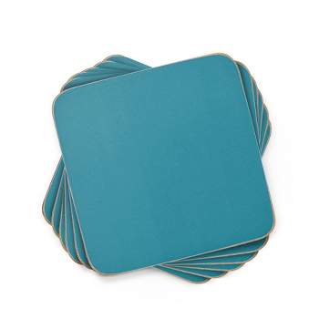 Pimpernel Azure Coasters, Set of 6, Cork Backed Board, Heat and Stain Resistant, Drinks Coaster for Tabletop Protection