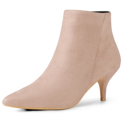 Allegra K Women's Pointed Toe Zip Stiletto Kitten Heel Ankle Booties