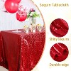 Wikineon Sequin Fabric Tablecloth 50x50inch Red Sequin Table Cloth Square Dinner Party Wedding Tables - 4 of 4