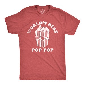 Mens Worlds Best Pop Pop T Shirt Funny Father's Day Gift Movie Popcorn Lovers Tee For Guys - Crazy Dog Men's T Shirt - 1 of 4