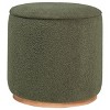 NicBex Round Ottoman Faux Sheepskin Upholstered Foot Stool, Metal Base with Stylish Wood Grain Look for Living Room, Entryway - 3 of 4