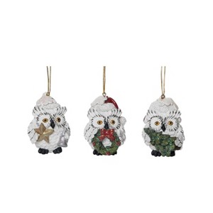 Transpac Resin 3.25 in. Multicolored Christmas Rustic Woodland Owl Ornament Set of 3 - 1 of 2