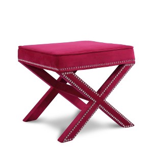 Meridian Furniture,Nixon Velvet Ottoman/Bench - 1 of 4