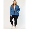 Agnes Orinda Women's Plus Size Denim Notched Lapel Color Block Stretch Blazers - 2 of 4