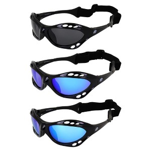 3 Pairs of Birdz Eyewear Seahawk Safety Goggles with Smoke, Blue, Green Mirror Lenses - 1 of 4
