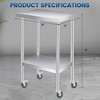 Stainless Steel Table, Heavy Duty Worktable with Adjustable Undershelf and Locking Casters, 2 Tier Metal Prep Table for Kitchen, Restaurant, Garage - 3 of 4