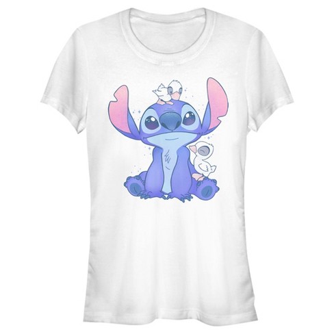 Lilo & Stitch Girl's Cute and Fluffy T-Shirt White