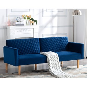 DOMETOUR 77.2" Futon Sofa Bed Loveseat, Morden Convertible Sofa for Living Room Bedroom Leisure Sleeper Couch - 1 of 4