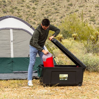 Remington 42 Gal Black Plastic Rolling Storage Trunk with Handle