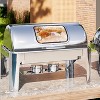 COZONY Stainless Steel Buffet Server with Roll Top Lid and Dual Temperature Zones, Complete Serving Set for Catering and Events,3 pcs - 3 of 4