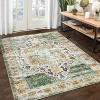 Runner Rug Kitchen Hallway Entryway – Vintage Floral Oriental Design Non-Slip Stain Resistant Low Pile Floor Covering - 4 of 4