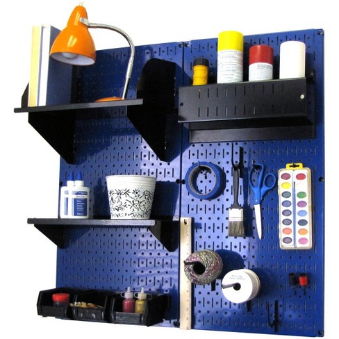 Wall Control Craft & Hobby Pegboard Organizer Kit - Blue Pegboard With ...