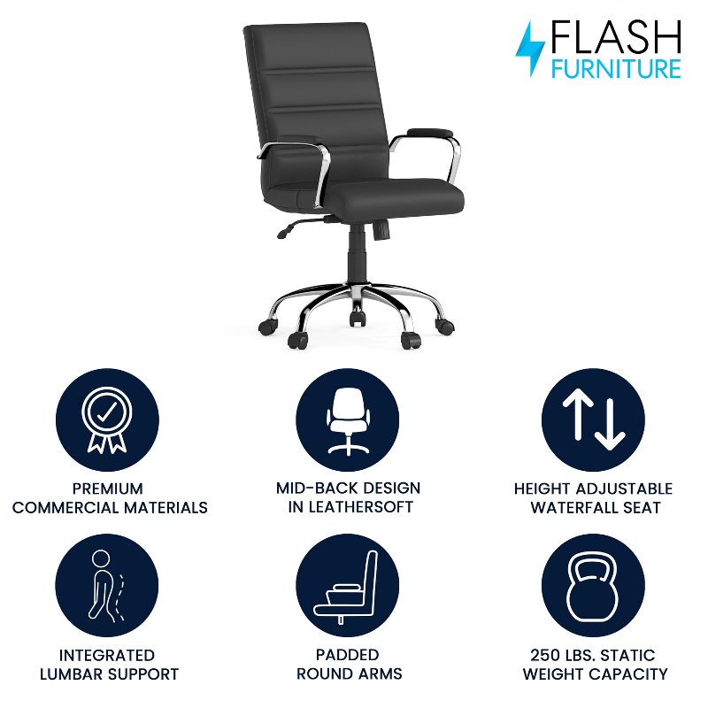 Flash Furniture Mid-Back Executive Swivel Office Chair with Metal Frame and Arms, 3 of 25