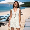 Women's Chic Embroidered Lace-Up Beach Cover-Up Mini Dress - Cupshe - 2 of 4