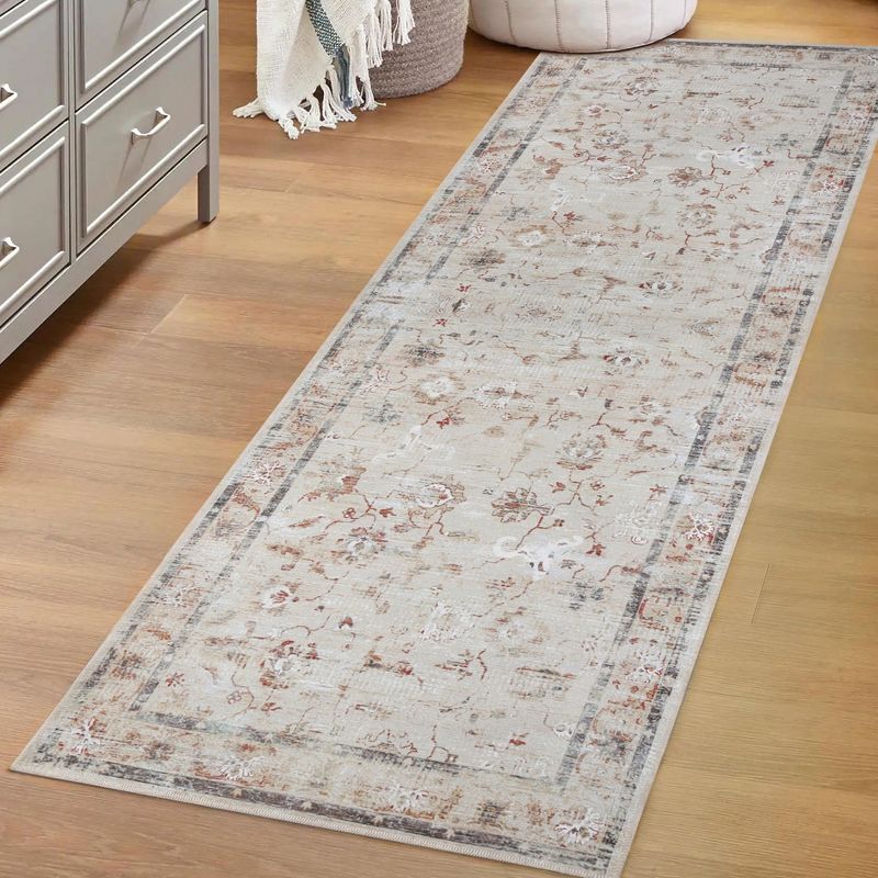 Floral Scroll Non-Slip Machine Washable Indoor Area Rug or Runner by Blue Nile Mills, 2 of 6