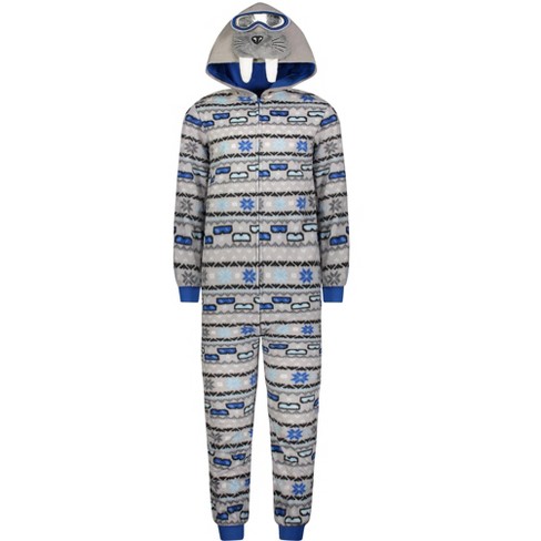 Sleep On It Boys Walrus Zip-Up Hooded Sleeper Pajama with Built Up 3D Character Hood - image 1 of 3