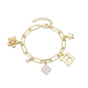 Adornia 14k Yellow Gold Plated Initial Chunky Charm Bracelet - 1 of 1