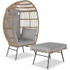 Oversized Wicker Egg Chair with Ottoman & 5 Cushions, Rattan Lounge Seat for Indoor, Outdoor Patio and Porch - 3 of 4