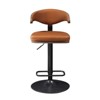 HOMLUX Brown Poplar Swivel Bar Stool with Footrest and Open Backrest，PU Leather and Steel Round Base for Kitchen Counter - 3 of 4