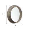 HomeRoots 28" Natural and Brown Round Wood Indoor Outdoor Tray With Handles - 3 of 4