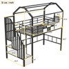 Twin Size Metal Loft Bed with Roof Design, Storage Box, Safety Guardrails and Ladder, Black/Pink-ModernLuxe - image 3 of 4