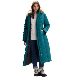 Roaman's Maxi Length Quilted Puffer Jacket - 1 of 4