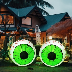 Joyfy 2 Packs Halloween Inflatables Outdoor Decorations, 3 FT Huge Eyeballs Inflatable for Halloween Party Indoor Outdoor Garden Lawn Yard Decoration - 1 of 4