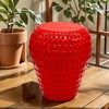 Vynxaria 13.4" Oversized Strawberry Fruit Stool, Resin Multi-Purpose Stool/Side Table/Plant Stand£¬Red - 3 of 4