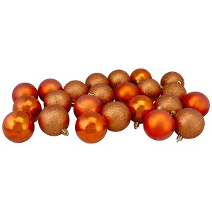 Northlight 32ct Shatterproof 4-Finish Christmas Ball Ornament Set 3.25" - Orange - 1 of 3