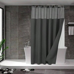 Waffle Weave Shower Curtain with Snap - in Liner, 12 Hooks, 71x72, Graphite Gray - 1 of 4