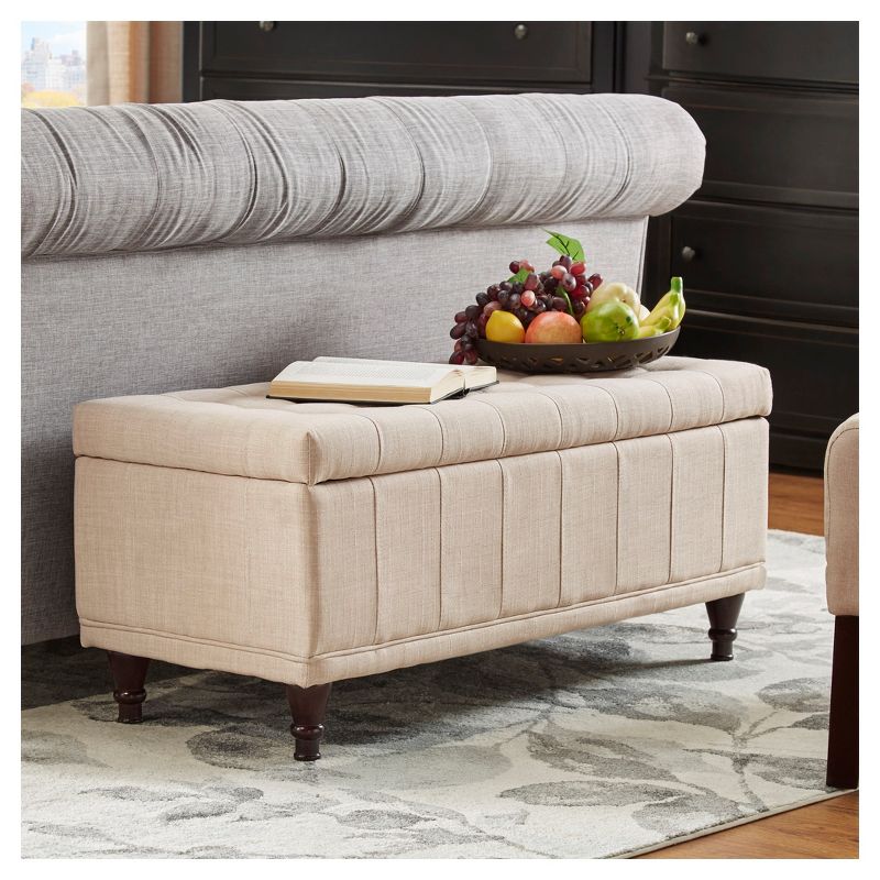 Hartley Tufted Linen Benches - Beige - Inspire Q, 6 of 10