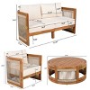 4-Piece Outdoor Patio Conversation Set, Acacia Wood Outdoor Balcony Furniture with Round Coffee Table and Rope Accents Chairs – Cuddlewood - 4 of 4