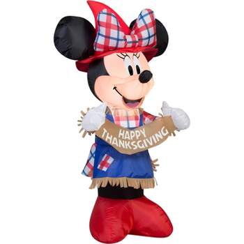 Gemmy Airblown Inflatable Minnie as Scarecrow Disney, 3.5 ft Tall, Multi