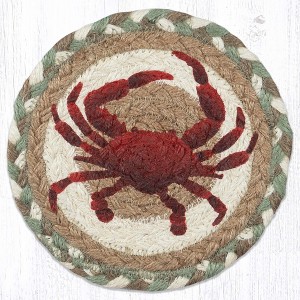 Earth Rugs Crab Round Large Coaster – 7"x7" Nautical Coastal Table Accent - 1 of 3