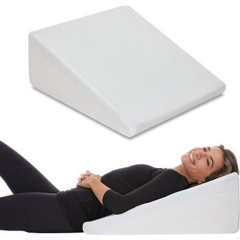 Allsett Health Bed Wedge Pillow - 10 Inch Wedge Pillow for Sleeping with Memory Foam , Lower Back Pain Support Cushion | Acid Reflux and GERD - White