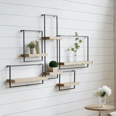 Lycvki Iron and Wood Decorative Wall Shelf