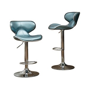 FONTOI 2PCS Upholstery Adjustable Swivel Barstools, Counter Stools with Back&Footrests for Living Room Kitchen Island, Blue, 17.75"*21.25"*34" - 1 of 4