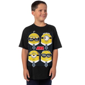 Seven Times Six Minions T-Shirt Boy's Anti-Villain League Short Sleeve Graphic Tee Black - 1 of 4