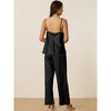 cheibear Women's Satin Cowl Neck Cami Top with Long Pant PJ Loungewear Silky Pajama Set - 4 of 4