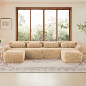GDFStudio Ivara 148.8" Modern U-Shaped Plush Upholstered 4-Seater Sectional Sofa with 2 Ottomans and 4 Back Cushions - 1 of 4
