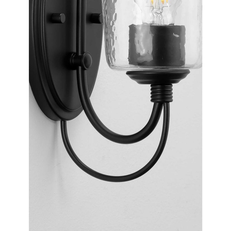 Progress Lighting, Bowman Collection, 1-Light Wall Sconce, Matte Black, Clear Chiseled Glass Shade, 2 of 3