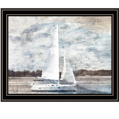 HomeRoots Sailboat on Water Black Framed Print Wall Art