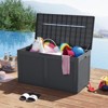 Costway 100 Gal Outdoor Storage Box Lockable Patio Bin & Bench for Gardening Tools Black/Grey/Brown - 2 of 4